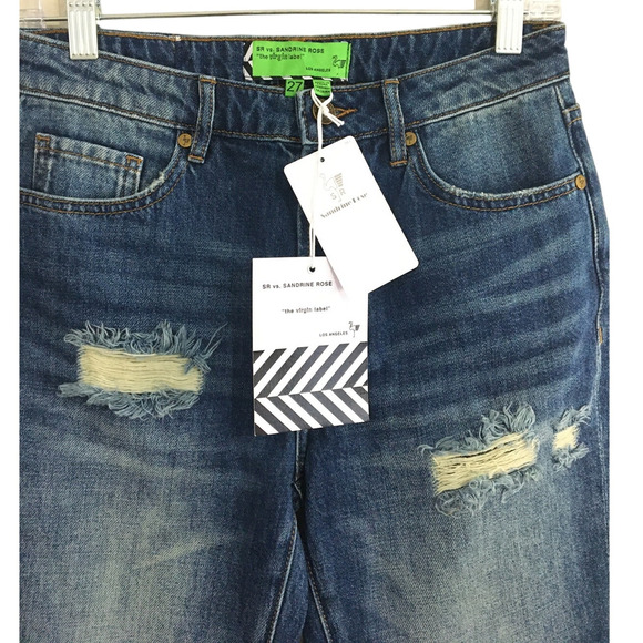 NWT Free People x Sandrine Rose Distressed Blue Denim Jeans Size 27 - Picture 3 of 4